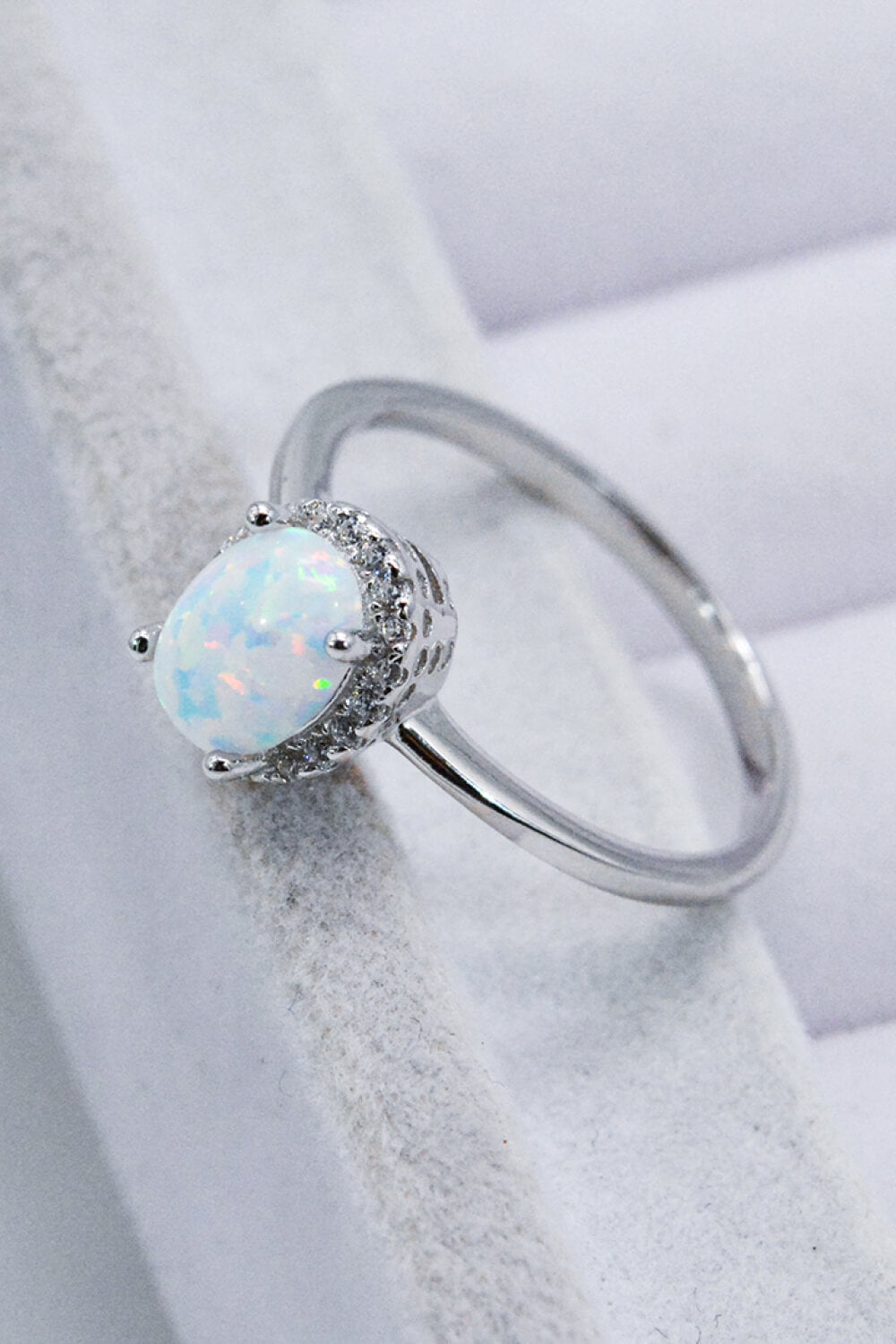 925 Sterling Silver 4-Prong Opal Ring