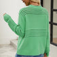 Round Neck Openwork Long Sleeve Pullover Sweater