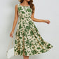 Floral Round Neck Tiered Sleeveless Dress