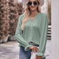 Eyelet V-Neck Flounce Sleeve Blouse