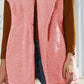 Fuzzy Collared Neck Button Up Vest Coat