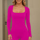 Square Neck Long Sleeve Active Romper
