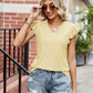 Eyelet Flutter Sleeve Scalloped V-Neck Top