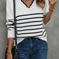 Striped V-Neck Drop Shoulder Sweater