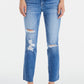 BAYEAS High Waist Distressed Cat's Whiskers Straight Jeans