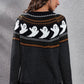 Ghost Pattern Round Neck Long Sleeve Sweater