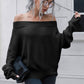 Off-Shoulder Ribbed Long Sleeve Pullover Sweater