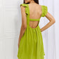 Sunny Days Empire Line Ruffle Sleeve Dress in Lime
