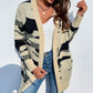 Camouflaged Dropped Shoulder Open Front Cardigan