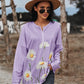 Floral Print Long Sleeve Zipper Front Sweatshirt