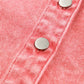 Distressed Button Up Raw Hem Denim Jacket