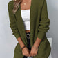 Rib-Knit Open Front Pocketed Cardigan