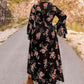 Plus Size Floral Flare Sleeve Dress