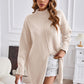 Exposed Seam Mock Neck Slit Sweater