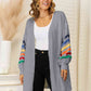 Striped Open Front Dropped Shoulder Cardigan