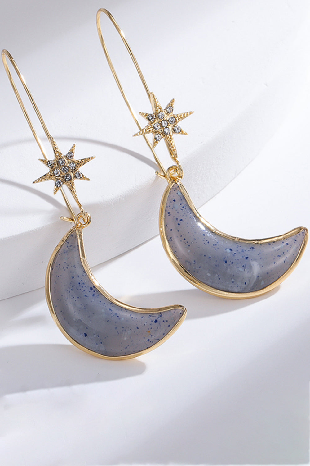 5-Pair Resin Moon Drop Earrings Set
