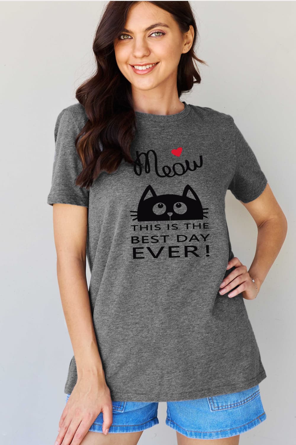 MEOW THIS IS THE BEST DAY EVER! Graphic Cotton T-Shirt