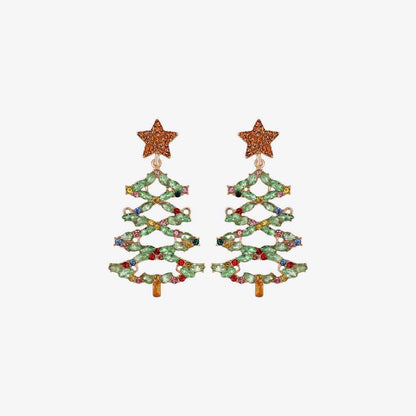Christmas Tree Rhinestone Alloy Earrings
