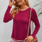Full Size Striped Faux Layered Long Sleeve Top