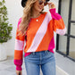 Color Block Ribbed Round Neck Sweater