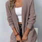 Rib-Knit Open Front Pocketed Cardigan