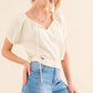 And The Why Back Waist Tie Cropped Blouse