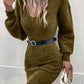 Ribbed Long Sleeve Sweater Dress