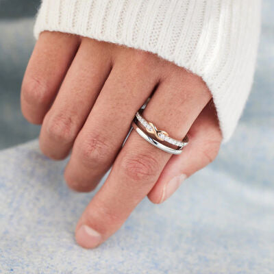 Double-Layered Zircon 925 Sterling Silver Ring
