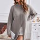 Exposed Seam Mock Neck Slit Sweater