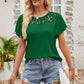 Spliced Lace Flutter Sleeve Top