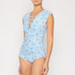 V-Neck One Piece Swimsuit In Thistle Blue