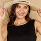 Fame Lace Detail Straw Braided Fashion Sun Hat