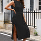 Round Neck Tie Belt Slit Sleeveless Sweater Dress