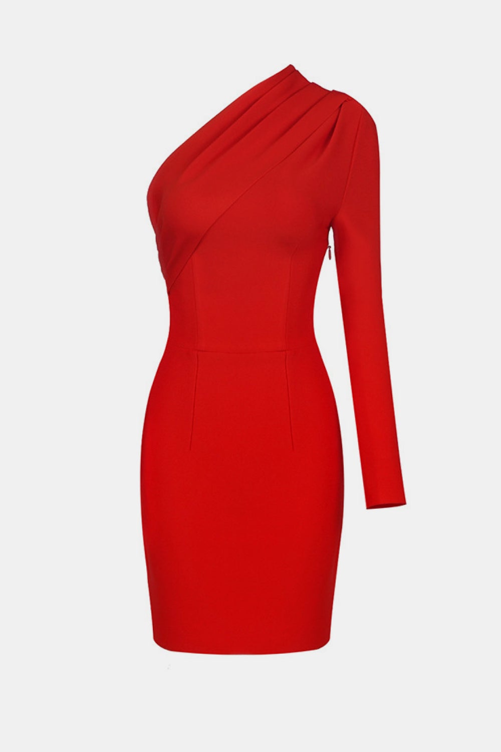 Asymmetrical Neck One-Shoulder Red Bodycon Dress