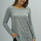 Buttoned Long Sleeve Round Neck Tee