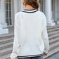 Buttoned V-Neck Long Sleeve Cardigan