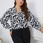 Melo Apparel Plus Size Printed Long Sleeve V-Neck Blouse