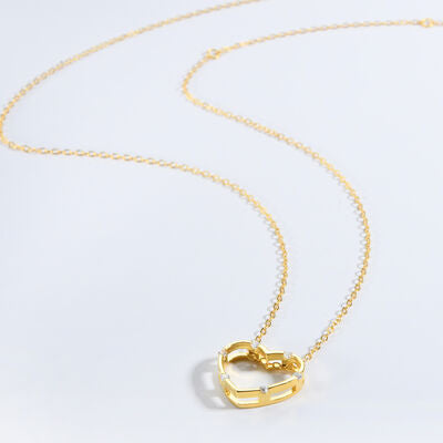 Heart Inlaid Zircon Spring Ring Closure Necklace