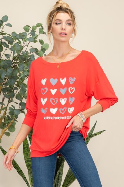 Heart Graphic Long Sleeve T-Shirt