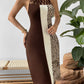 Leopard Color Block Cutout Sleeveless Knee-Length Dress