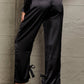 Long Sleeve Cropped Blouse and Tie Detail Long Pants Set