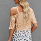 Leopard Asymmetrical Neck Cold-Shoulder Blouse