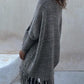 Fringe Detail Long Sleeve Sweater with Pockets