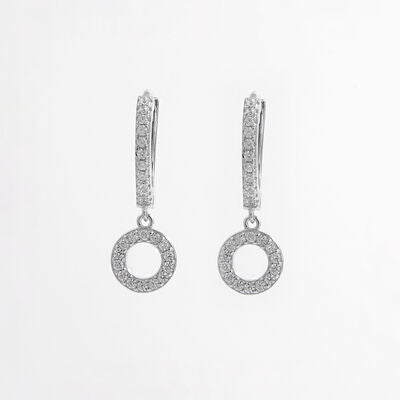 925 Sterling Silver Inlaid Zircon Hoop Dangle Earrings