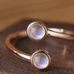 High Quality Natural Moonstone 925 Sterling Silver Toi Et Moi Ring