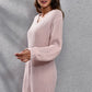 V-Neck Long Sleeve Rib-Knit Sweater Dress