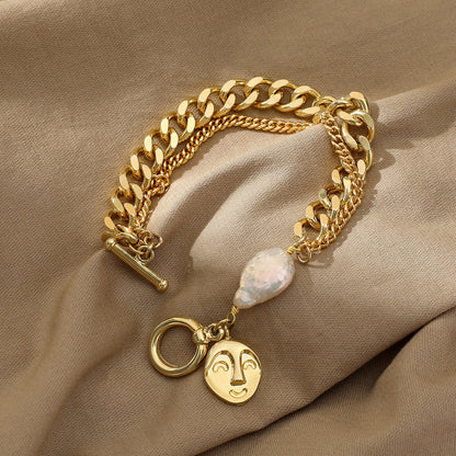 Gold Chain & Pearl Bracelet