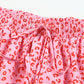 Leopard Drawstring Waist Frill Trim Tiered Skirt