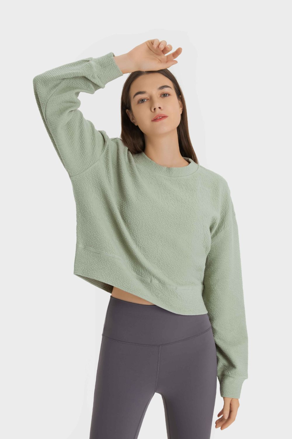 Textured Dropped Shoulder Sports Top