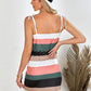 Striped Drawstring Waist Tie-Shoulder Mini Dress